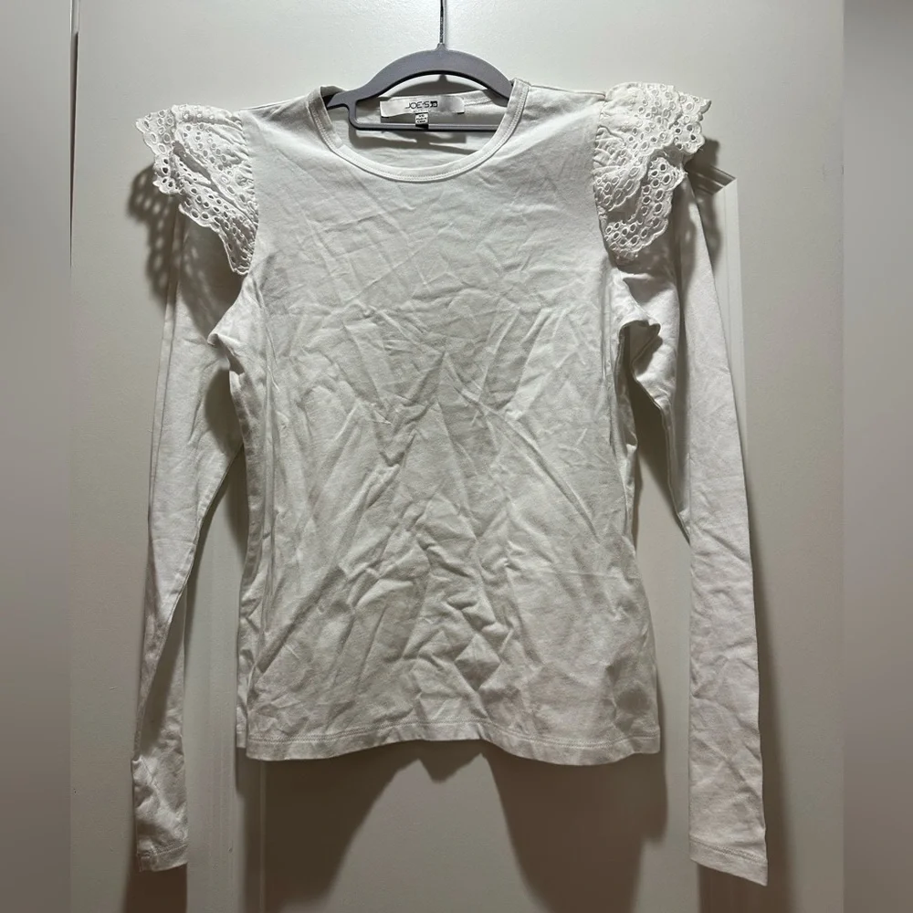 Joe's Jeans White Lace Accent Long Sleeve Shirt